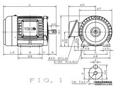 東元電機AEEFF3-1.5KW-4P 臥式 安裝尺寸圖