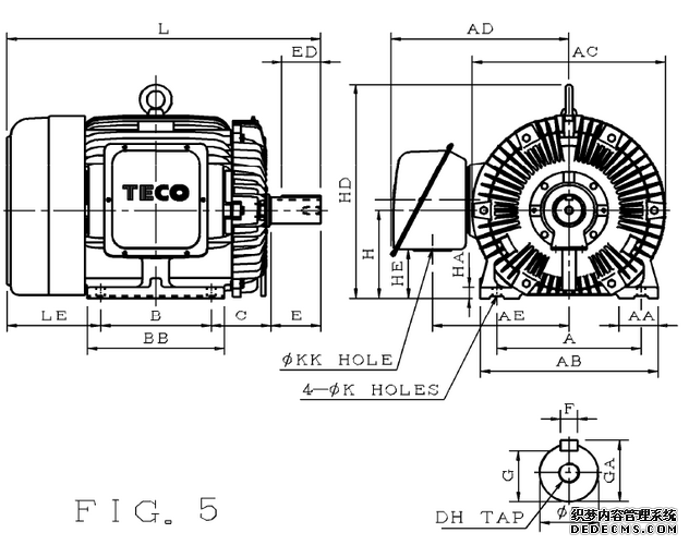 東元AEEF-90KW-4P臥式電機圖紙